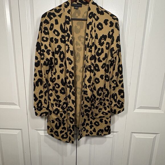 Sanctuary M Leopard Print Cardigan Women Open Front Pocket Boho Fall Layering - Picture 1 of 8